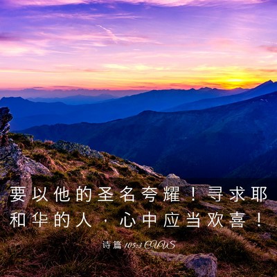 Picture 03 - 诗 篇 105:3 CUVS - 要 以 他 的 圣 名 夸 耀 ！ 寻 求 耶 - Bible Verse Picture