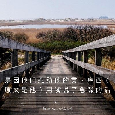 Picture 03 - 诗 篇 106:33 CUVS - 是 因 他 们 惹 动 他 的 灵 ， 摩 西 - Bible Verse Picture