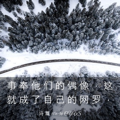 Picture 03 - 诗 篇 106:36 CUVS - 事 奉 他 们 的 偶 像 ， 这 就 成 了 - Bible Verse Picture