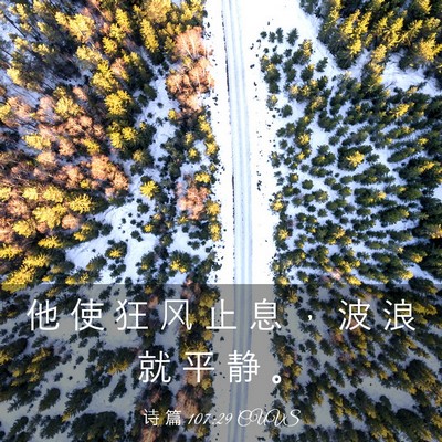 Picture 03 - 诗 篇 107:29 CUVS - 他 使 狂 风 止 息 ， 波 浪 就 平 静 - Bible Verse Picture