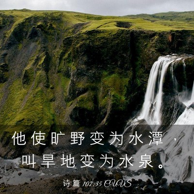 Picture 03 - 诗 篇 107:35 CUVS - 他 使 旷 野 变 为 水 潭 ， 叫 旱 地 - Bible Verse Picture