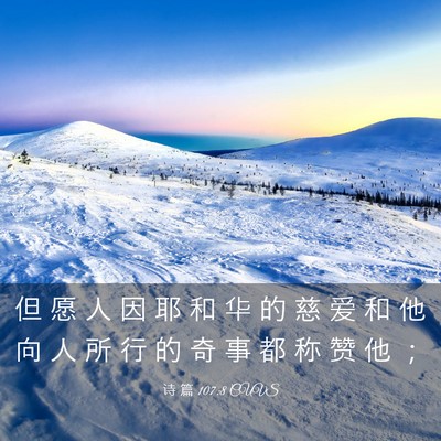 Picture 03 - 诗 篇 107:8 CUVS - 但 愿 人 因 耶 和 华 的 慈 爱 和 他 - Bible Verse Picture