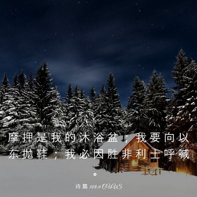 Picture 03 - 诗 篇 108:9 CUVS - 摩 押 是 我 的 沐 浴 盆 ； 我 要 向 - Bible Verse Picture