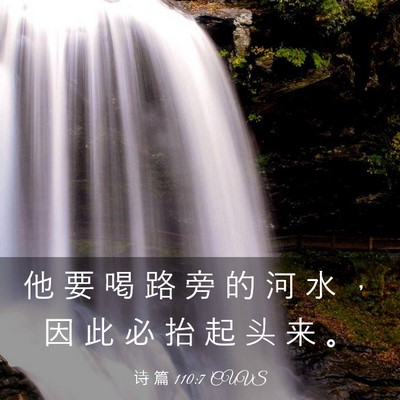 Picture 03 - 诗 篇 110:7 CUVS - 他 要 喝 路 旁 的 河 水 ， 因 此 必 - Bible Verse Picture