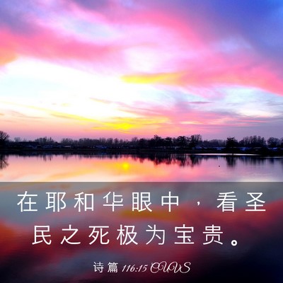 Picture 03 - 诗 篇 116:15 CUVS - 在 耶 和 华 眼 中 ， 看 圣 民 之 死 - Bible Verse Picture