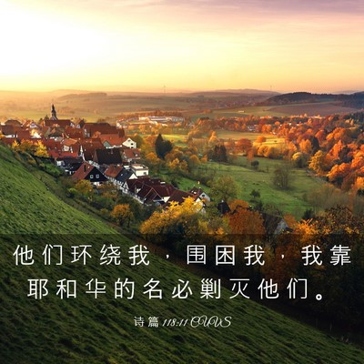 Picture 03 - 诗 篇 118:11 CUVS - 他 们 环 绕 我 ， 围 困 我 ， 我 靠 - Bible Verse Picture