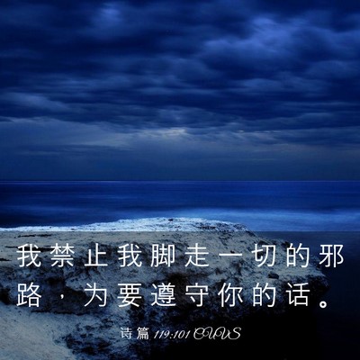 Picture 03 - 诗 篇 119:101 CUVS - 我 禁 止 我 脚 走 一 切 的 邪 路 ， - Bible Verse Picture