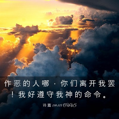 Picture 03 - 诗 篇 119:115 CUVS - 作 恶 的 人 哪 ， 你 们 离 开 我 罢 - Bible Verse Picture