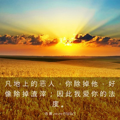 Picture 03 - 诗 篇 119:119 CUVS - 凡 地 上 的 恶 人 ， 你 除 掉 他 ， - Bible Verse Picture