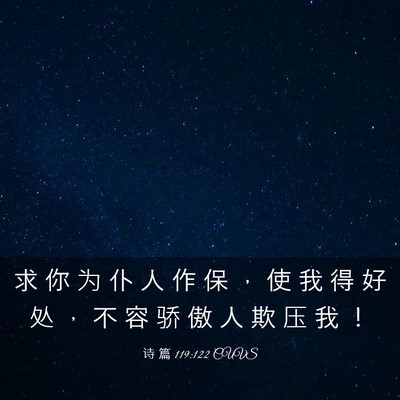 Picture 03 - 诗 篇 119:122 CUVS - 求 你 为 仆 人 作 保 ， 使 我 得 好 - Bible Verse Picture