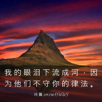 Picture 03 - 诗 篇 119:136 CUVS - 我 的 眼 泪 下 流 成 河 ， 因 为 他 - Bible Verse Picture