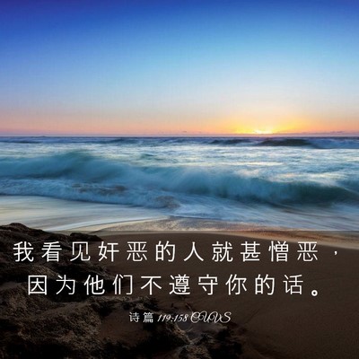 Picture 03 - 诗 篇 119:158 CUVS - 我 看 见 奸 恶 的 人 就 甚 憎 恶 ， - Bible Verse Picture