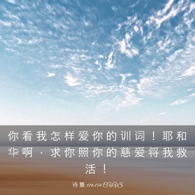 Picture 03 - 诗 篇 119:159 CUVS - 你 看 我 怎 样 爱 你 的 训 词 ！ 耶 - Bible Verse Picture