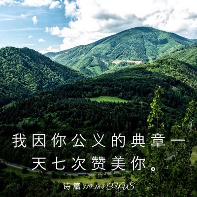 Picture 03 - 诗 篇 119:164 CUVS - 我 因 你 公 义 的 典 章 一 天 七 次 - Bible Verse Picture