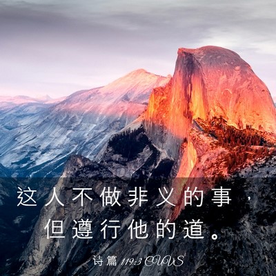 Picture 03 - 诗 篇 119:3 CUVS - 这 人 不 做 非 义 的 事 ， 但 遵 行 - Bible Verse Picture