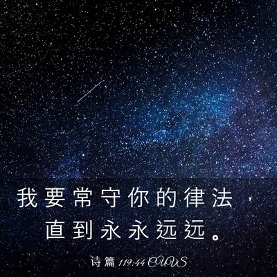 Picture 03 - 诗 篇 119:44 CUVS - 我 要 常 守 你 的 律 法 ， 直 到 永 - Bible Verse Picture