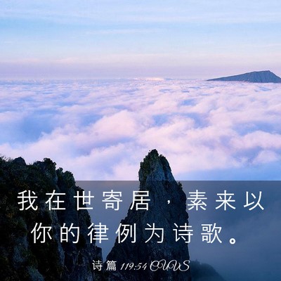 Picture 03 - 诗 篇 119:54 CUVS - 我 在 世 寄 居 ， 素 来 以 你 的 律 - Bible Verse Picture