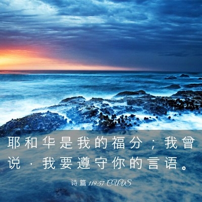 Picture 03 - 诗 篇 119:57 CUVS - 耶 和 华 是 我 的 福 分 ； 我 曾 说 - Bible Verse Picture
