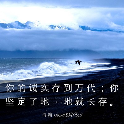 Picture 03 - 诗 篇 119:90 CUVS - 你 的 诚 实 存 到 万 代 ； 你 坚 定 - Bible Verse Picture