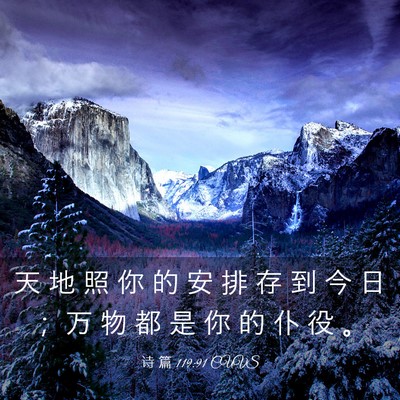 Picture 03 - 诗 篇 119:91 CUVS - 天 地 照 你 的 安 排 存 到 今 日 ； - Bible Verse Picture