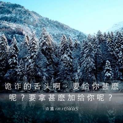 Picture 03 - 诗 篇 120:3 CUVS - 诡 诈 的 舌 头 啊 ， 要 给 你 甚 麽 - Bible Verse Picture