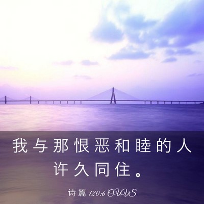 Picture 03 - 诗 篇 120:6 CUVS - 我 与 那 恨 恶 和 睦 的 人 许 久 同 - Bible Verse Picture