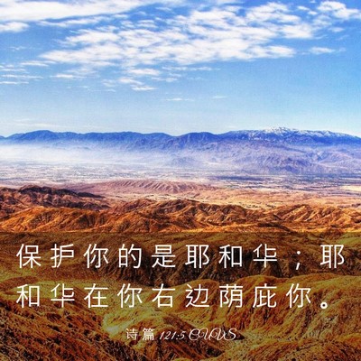 Picture 03 - 诗 篇 121:5 CUVS - 保 护 你 的 是 耶 和 华 ； 耶 和 华 - Bible Verse Picture