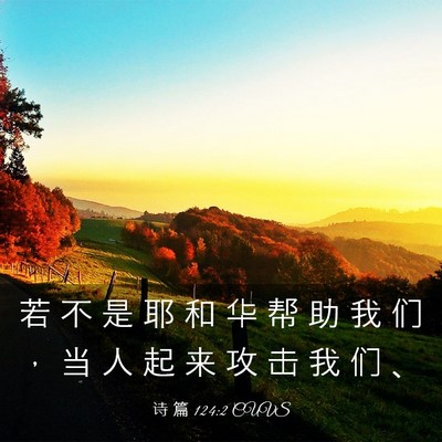 Picture 03 - 诗 篇 124:2 CUVS - 若 不 是 耶 和 华 帮 助 我 们 ， 当 - Bible Verse Picture