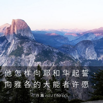Picture 03 - 诗 篇 132:2 CUVS - 他 怎 样 向 耶 和 华 起 誓 ， 向 雅 - Bible Verse Picture