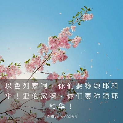 Picture 03 - 诗 篇 135:19 CUVS - 以 色 列 家 啊 ， 你 们 要 称 颂 耶 - Bible Verse Picture