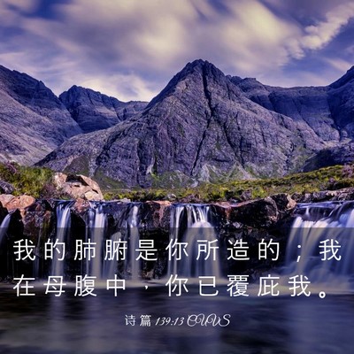 Picture 03 - 诗 篇 139:13 CUVS - 我 的 肺 腑 是 你 所 造 的 ； 我 在 - Bible Verse Picture