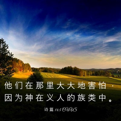 Picture 03 - 诗 篇 14:5 CUVS - 他 们 在 那 里 大 大 地 害 怕 ， 因 - Bible Verse Picture