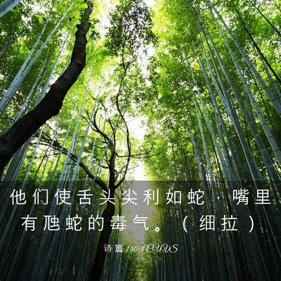 Picture 03 - 诗 篇 140:3 CUVS - 他 们 使 舌 头 尖 利 如 蛇 ， 嘴 里 - Bible Verse Picture