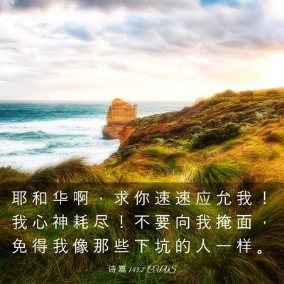 Picture 03 - 诗 篇 143:7 CUVS - 耶 和 华 啊 ， 求 你 速 速 应 允 我 - Bible Verse Picture