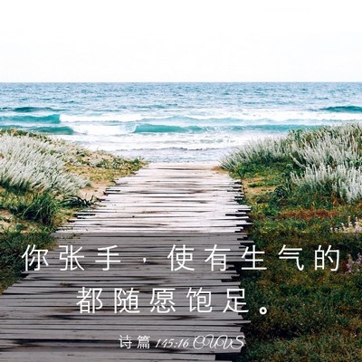 Picture 03 - 诗 篇 145:16 CUVS - 你 张 手 ， 使 有 生 气 的 都 随 愿 - Bible Verse Picture