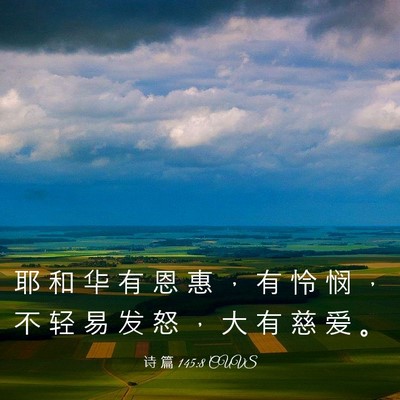 Picture 03 - 诗 篇 145:8 CUVS - 耶 和 华 有 恩 惠 ， 有 怜 悯 ， 不 - Bible Verse Picture