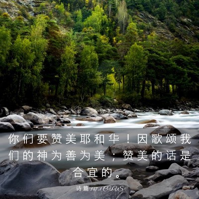 Picture 03 - 诗 篇 147:1 CUVS - 你 们 要 赞 美 耶 和 华 ！ 因 歌 颂 - Bible Verse Picture