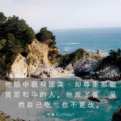 Picture 03 - 诗 篇 15:4 CUVS - 他 眼 中 藐 视 匪 类 ， 却 尊 重 那 - Bible Verse Picture