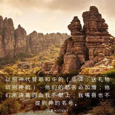 Picture 03 - 诗 篇 16:4 CUVS - 以 别 神 代 替 耶 和 华 的 （ 或 译 - Bible Verse Picture