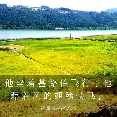 Picture 03 - 诗 篇 18:10 CUVS - 他 坐 着 基 路 伯 飞 行 ； 他 藉 着 - Bible Verse Picture
