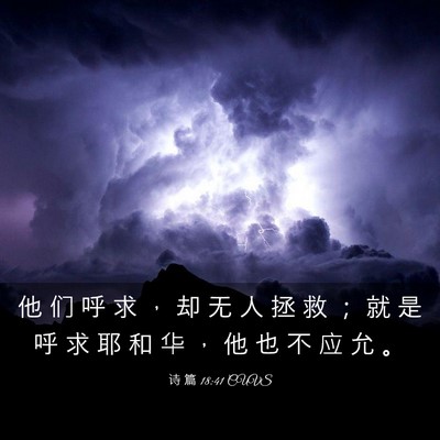 Picture 03 - 诗 篇 18:41 CUVS - 他 们 呼 求 ， 却 无 人 拯 救 ； 就 - Bible Verse Picture