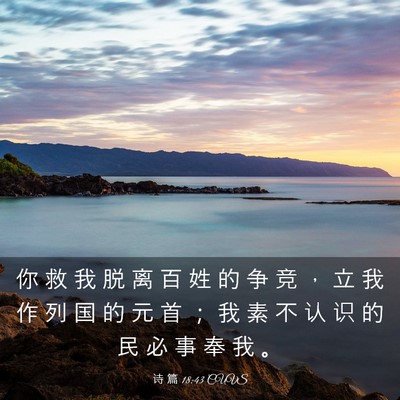 Picture 03 - 诗 篇 18:43 CUVS - 你 救 我 脱 离 百 姓 的 争 竞 ， 立 - Bible Verse Picture