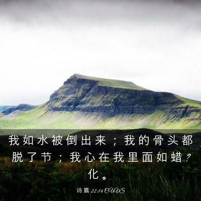 Picture 03 - 诗 篇 22:14 CUVS - 我 如 水 被 倒 出 来 ； 我 的 骨 头 - Bible Verse Picture