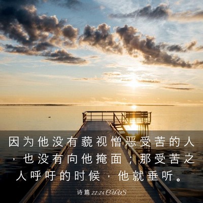 Picture 03 - 诗 篇 22:24 CUVS - 因 为 他 没 有 藐 视 憎 恶 受 苦 的 - Bible Verse Picture