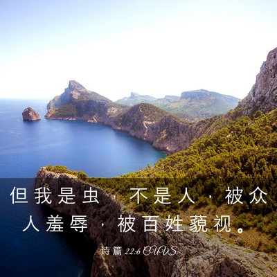 Picture 03 - 诗 篇 22:6 CUVS - 但 我 是 虫 ， 不 是 人 ， 被 众 人 - Bible Verse Picture