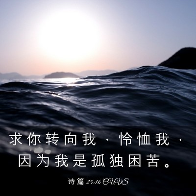 Picture 03 - 诗 篇 25:16 CUVS - 求 你 转 向 我 ， 怜 恤 我 ， 因 为 - Bible Verse Picture