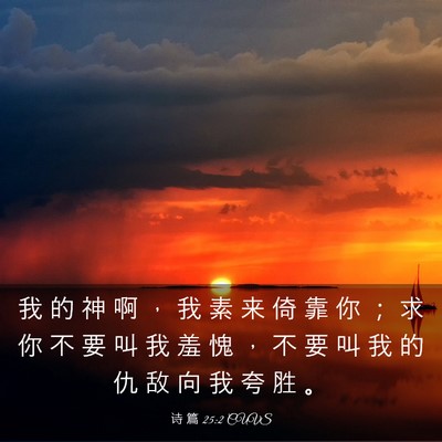 Picture 03 - 诗 篇 25:2 CUVS - 我 的 神 啊 ， 我 素 来 倚 靠 你 ； - Bible Verse Picture