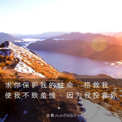 Picture 03 - 诗 篇 25:20 CUVS - 求 你 保 护 我 的 性 命 ， 搭 救 我 - Bible Verse Picture