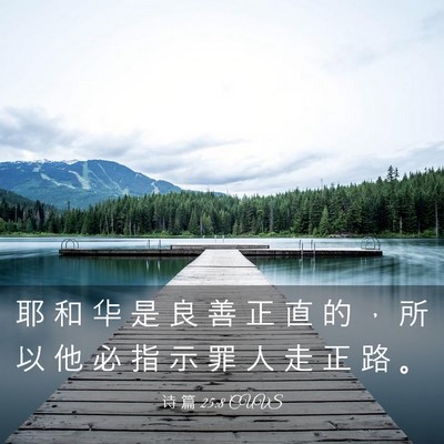 Picture 03 - 诗 篇 25:8 CUVS - 耶 和 华 是 良 善 正 直 的 ， 所 以 - Bible Verse Picture