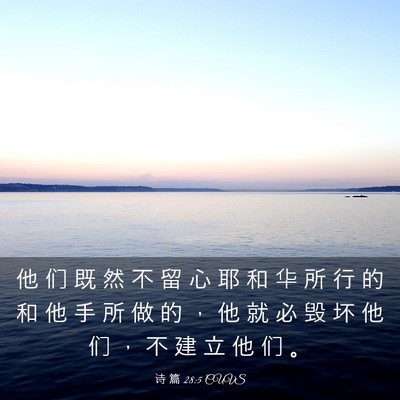 Picture 03 - 诗 篇 28:5 CUVS - 他 们 既 然 不 留 心 耶 和 华 所 行 - Bible Verse Picture